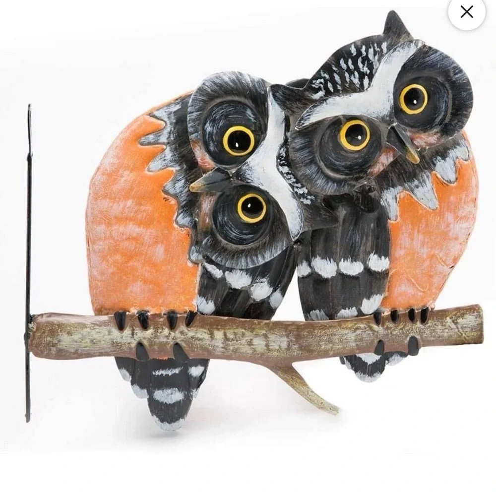 Wind & Weather - Decorative Owl Bird Feeder - Orange and Black
